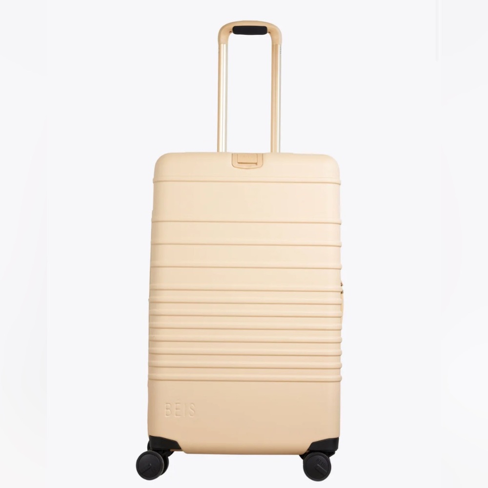 BEIS the Medium Check In roller bag in beige